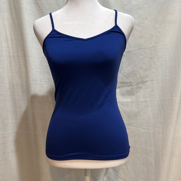 Express Blue Camisole Tank Top XS Fitted Stretch Spaghetti Strap - Picture 2 of 6